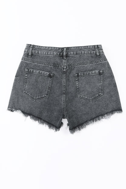 Sky Blue Crossover Waist High Rise Denim Shorts