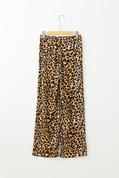 Pantalones anchos con estampado animal de leopardo